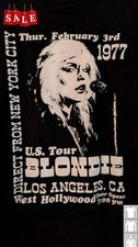 Lo último ESTILO VINTAGE BLONDIE 1977 Concierto Algodón Negro S-235XL CAMISETA LL307