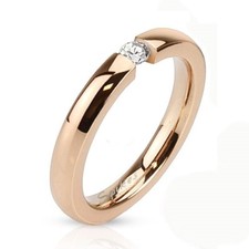 Anillo de compromiso de joyería de diseño para mujer anillo de bodas oro rosa pulido con cristal