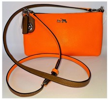 Nuevo bolso sin asas Coach Herald de cuero granulado naranja $155 nuevo con etiquetas