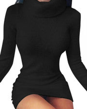 Sexy Vestido Para Mujer Ajustado Cuello Alto Midi Dama Manga Larga Chaqueta Bodycon Vestido