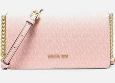 Bolso Bandolera Michael Kors Jet Set Para Mujer Mediano Firma Logo (Rubor en Polvo)