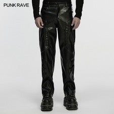 Pantalones rectos de cuero Cyberpunk gótico negro Punk Rave para hombre
