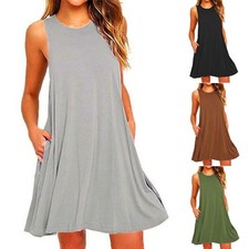 Hot Nuevo 2019 vestido mujer negro oversize cuello redondo sin mangas