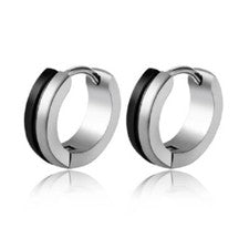Pendientes criollos plegables titanio titanio ónix negro plata hombre mujer 13