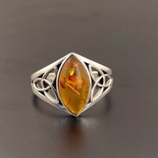 Anillo de plata de ley 925 hecho a mano con piedras preciosas de ámbar báltico estilo único para mujer