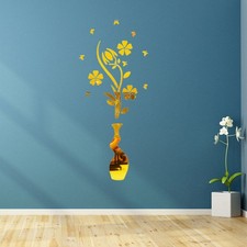 Adhesivos de arte de pared acrílicos 3D florero espejo calcomanías de pared extraíbles