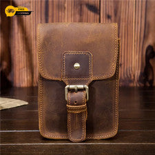 Hecho a mano de colección para hombres de cuero genuino gancho para cadera cinturón bolsa de cintura senderismo bolsa