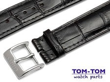 Para Reloj CITIZEN Cuero Genuino NEGRO Brillante Correa Cierre Hebilla 18-24mm