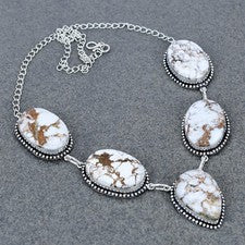 Collar Caballo Salvaje, Joyería de Piedras Preciosas de Plata de Ley 925, Natural, Joyería Regalo