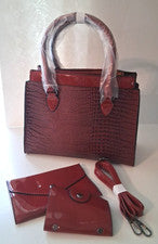 Mujer Rojo Bolso de Mano Bolso de Hombro Bandolera Cartera Imitación Cocodrilo