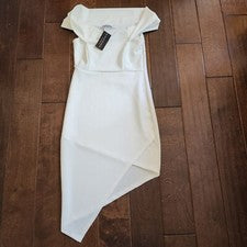 Vestido asimétrico blanco fuera del hombro de moda Nova para mujer - talla M
