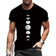 Camiseta De Hombre Moda Luna Eclipse Gráfico Manga Corta Ajuste clásico Camisa