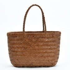 Bolso de cesta de verduras de cuero real tejido a mano, bolsos de mano de cuero para mujer