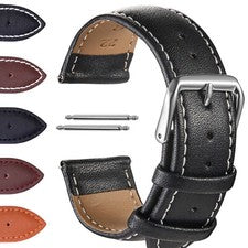 Correa de reloj de cuero auténtico marrón negro correa de cuero de repuesto cuero básico 16 18 20 22 24