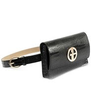 Bolso Cinturón Giani Bernini Para Mujer Logotipo Repujado Cocodrilo Negro M