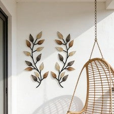 Arte de pared de vid de oliva de metal decoración para acento elegante en hogares rústicos modernos