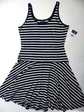 CHAPS Vestido Cubierta Mujer Talla MEDIANO Rayas Punto Elástico Verano NUEVO $89 (cs23)
