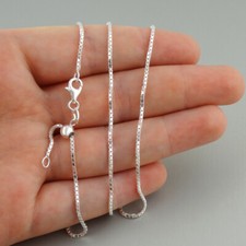 Collar de cadena de caja ajustable de plata de ley 925 de 1,2 mm se ajusta hasta 24" de largo