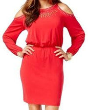 Vestido halter blusa hombro frío Thalia Sodi para mujer adornado rojo M