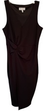 Vestido para mujer Siena talla mediana imitación envoltura largo negro sin mangas