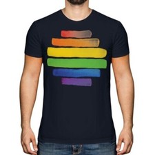 Orgullo Gay Acuarela Moda Hombre Camiseta Estampada Bandera Del Arcoíris
