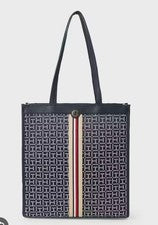 Bolso de mano Tommy Hilfiger para mujer con logotipo a rayas