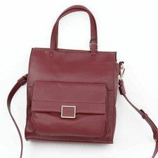 Kenneth Cole Mujer Christie Mini Bolso de Mano Cuero Rojo Bolsillos con Botones a Presión S Nuevo