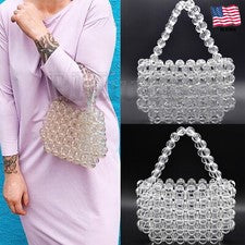 Mujer Moda Transparente Cristal Cuentas Bolso de Mano Noche Fiesta Bolso
