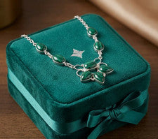 Collar Malaquita Natural Plata de Ley 925 Mujer Regalo Hecho a Mano Joyería S-18