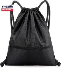 Bolso Mochila con Cordón Impermeable Saco Trasero con Cordón con Bolsillo con Cremallera