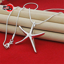 Collar de plata de ley 925 con dijes de estrellas de mar de 40-75 cm para mujer