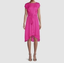 Vestido para mujer Michael Kors rosa a rayas transparentes con ojal talla S $175