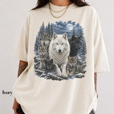 Camiseta Wolf Family Comfort Animal Vida Silvestre Naturaleza Estilo Retro