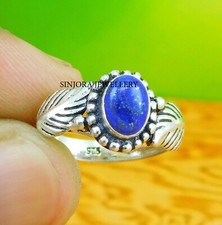 Anillo de regalo hecho a mano con piedras preciosas de lapislázuli de plata de ley 925 talla 5 a 13 de EE. UU.