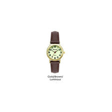 Reloj Damas Cuero Dorado Marrón Brillo en la Oscuridad Cuarzo A Prueba de Salpicaduras Regalo Ideal