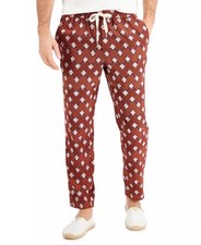 Pantalones Tasso Elba Para Hombre Geo-Impresión Cordón en Naranja/Rojo Combo-Talla XL