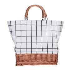 Bolso de lona para mujer Bolso de compras de moda Ratán Bolso de lona simple Bolsos de ratán