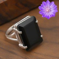 Cojín de piedras preciosas de ónix negro anillo de plata de ley 925 hecho a mano joyería anillo regalo