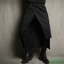 Pantalones Harén Para Hombre Pantalones Faldas Divididas Hip-hop Calce Ajustado Informal Algodón Coreano