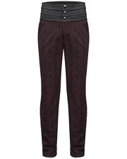 Pantalones de vestir Devil Fashion para hombre gótico aristócrata - rayas rojas y negras