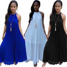 Moda Para mujeres Sexy Vestido de Viaje Sin Mangas Halter Informal Suelto Plisado Chifón