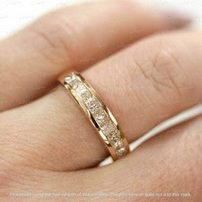 Alianza de boda de diamantes de corte princesa de 2 quilates enchapada en oro amarillo de 14 quilates