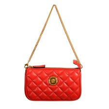 Versace Mujer Verdadero Rojo Dorado Medusa Acolchado Pequeño Bolso de Hombro