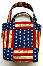 Mini bolso de mano/bolso de regalo forrado de tela hecho a mano multicolor estilo patriótico campestre
