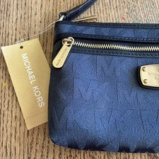 Bolso sin asas Michael Kors muñeca grande nuevo con etiquetas e inserción de tarjeta de cuidado azul marino
