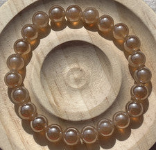 Pulsera de ágata aura champán pulsera elástica brazalete 8 mm piedra preciosa cristal