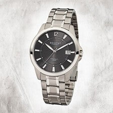 Regent Titan Herrenuhr F-555, Reloj Cuarzo, Correa Titan Plata