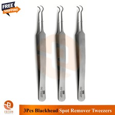 Pinzas removedoras de manchas de espinillas curvas Popper extractor de manchas de acné 3 piezas