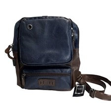 Bolso de Hombro Sdiyabolo Unisex Cuero Fux Azul/Marrón Bolsillos con Cremallera