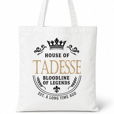 Bolso de Mano House Of TADESSE Nombre Familiar Algodón Blanco Regalo